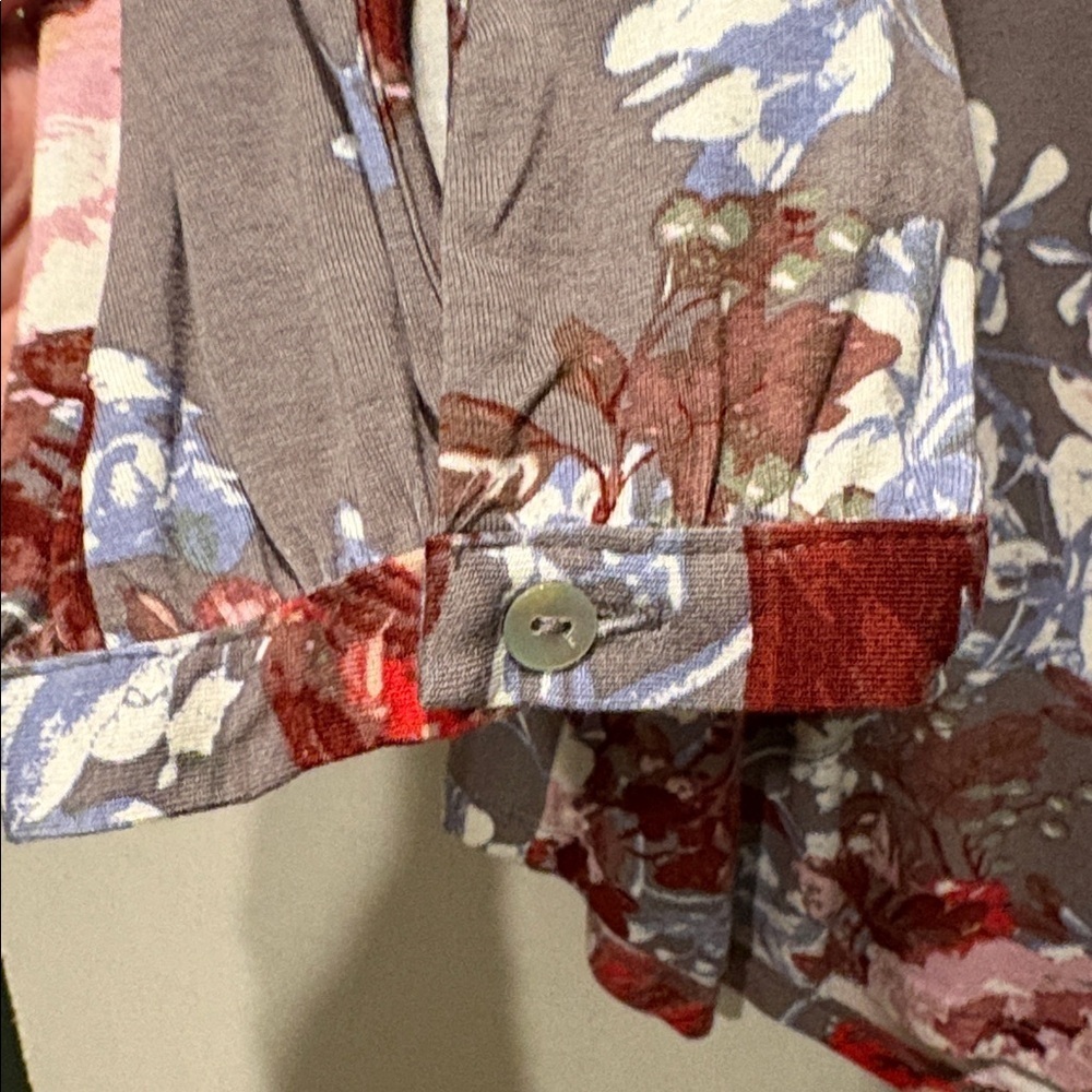 Daniel Rainn - Branwen Pleated Knit Top. Blouse. Shirt. Size XL. Grey floral - Picture 8 of 16